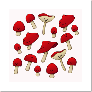 Mushrooms | Cute | Red Posters and Art